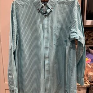 Ariat Men's Teal Pinstripe Button Down Shirt